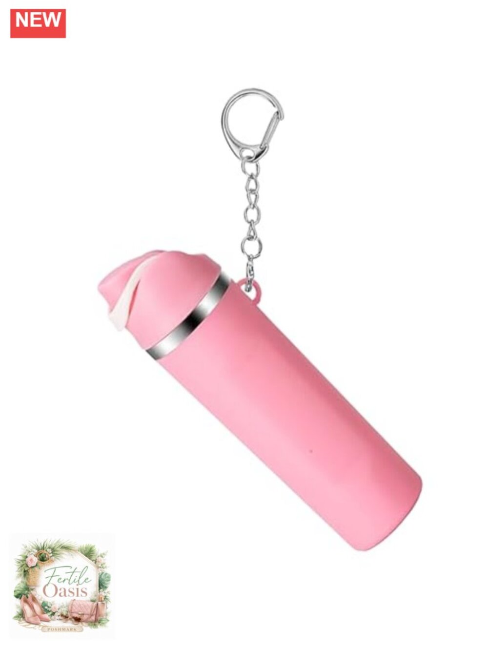 Plastic Tumbler Mini Keychain Lip Balm Holder Charm Key Ring Bottle Accessory